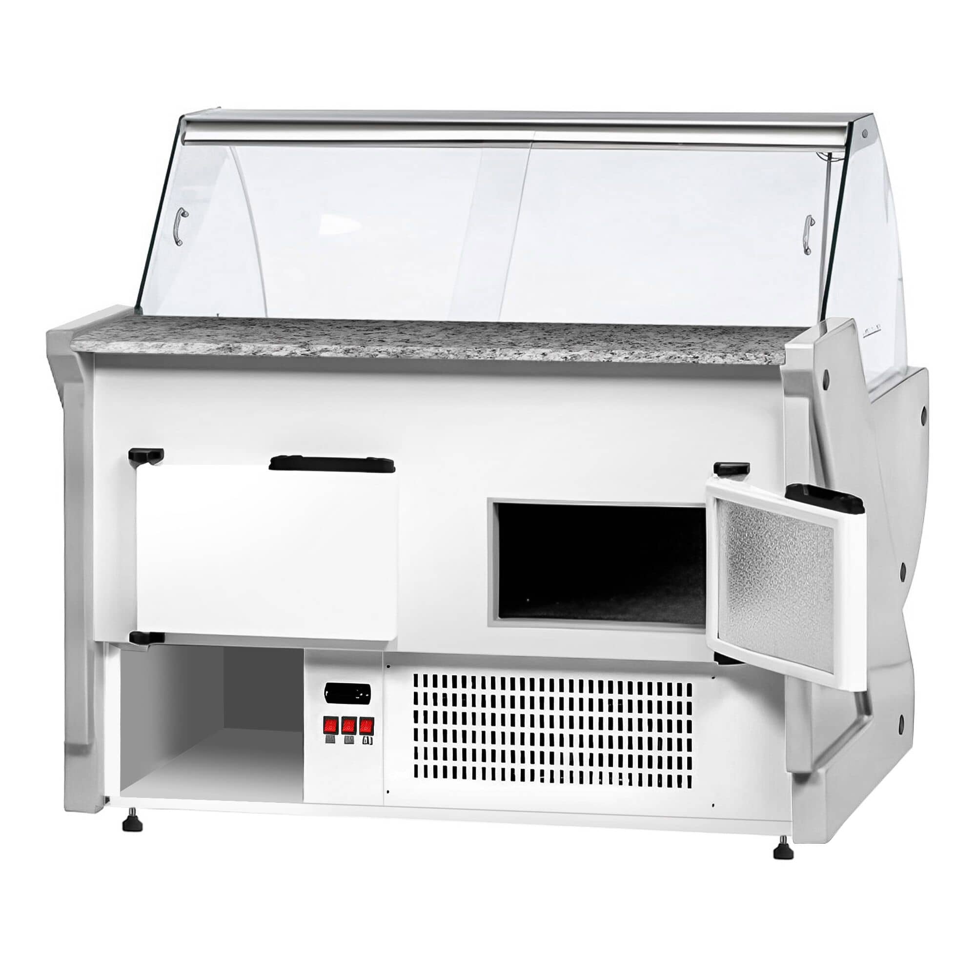 Vitrină frigorifică pentru carne / Vitrină frigorifică orizontală ECO - 2025x1150 mm - 400 L - culoare alb - geam frontal curbat - blat de granit — 8