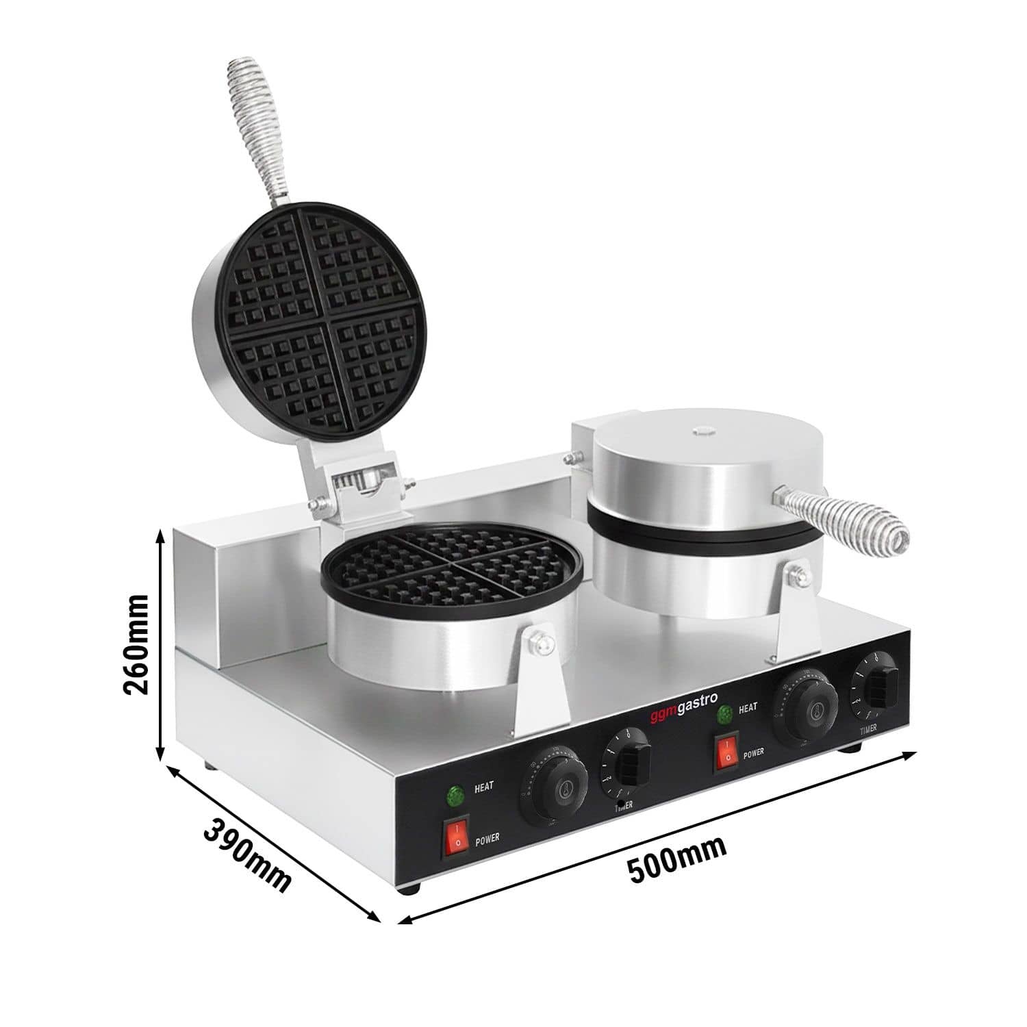 Aparat Gofre / Vafe Profesional - Dublu - Manual - 2,6 kW - Formă: rotund - Ø 180 mm - Tavă aparat vafe teflonată — 3
