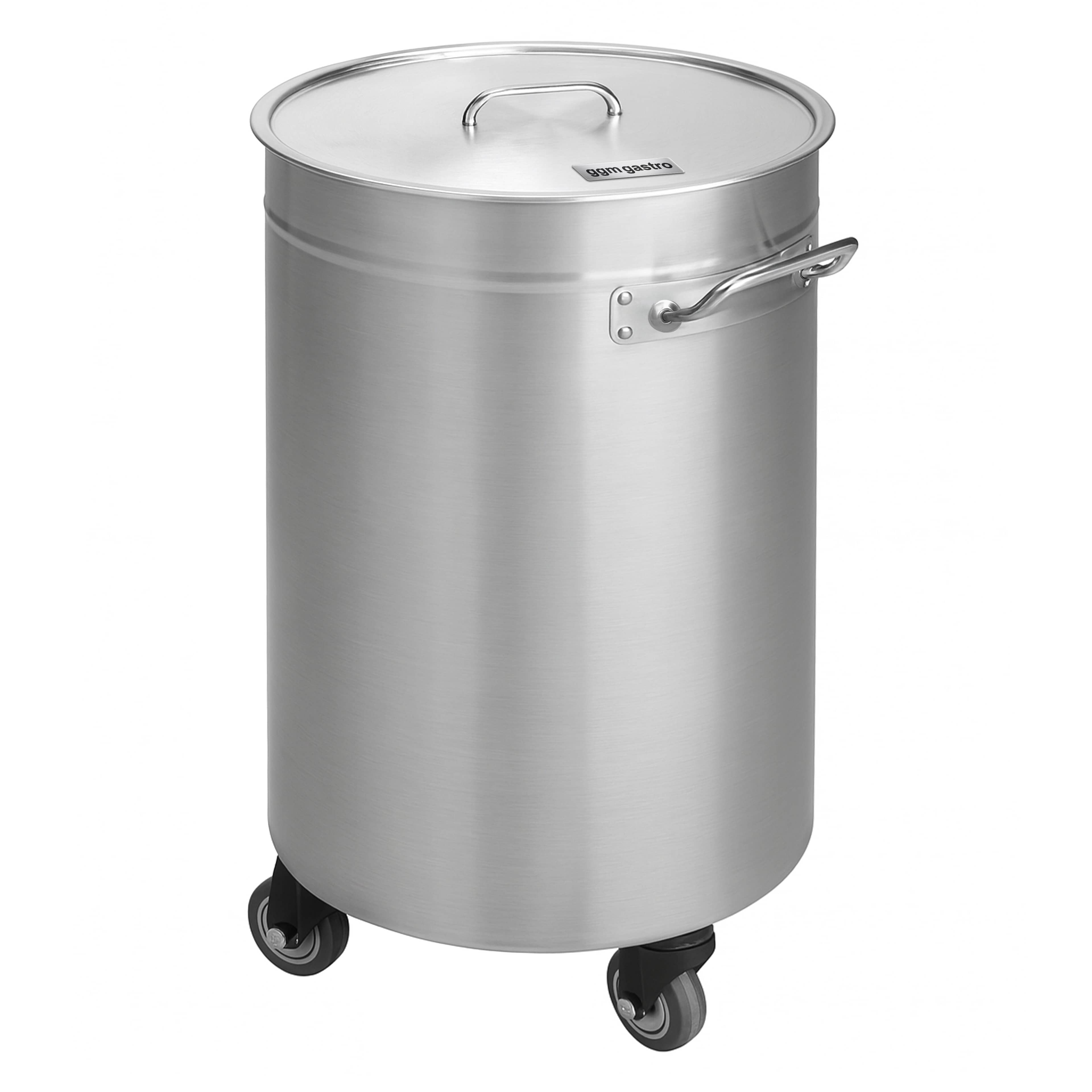 Coș de gunoi cu capac, roți și mânere – 50 l – oțel inoxidabil — 2