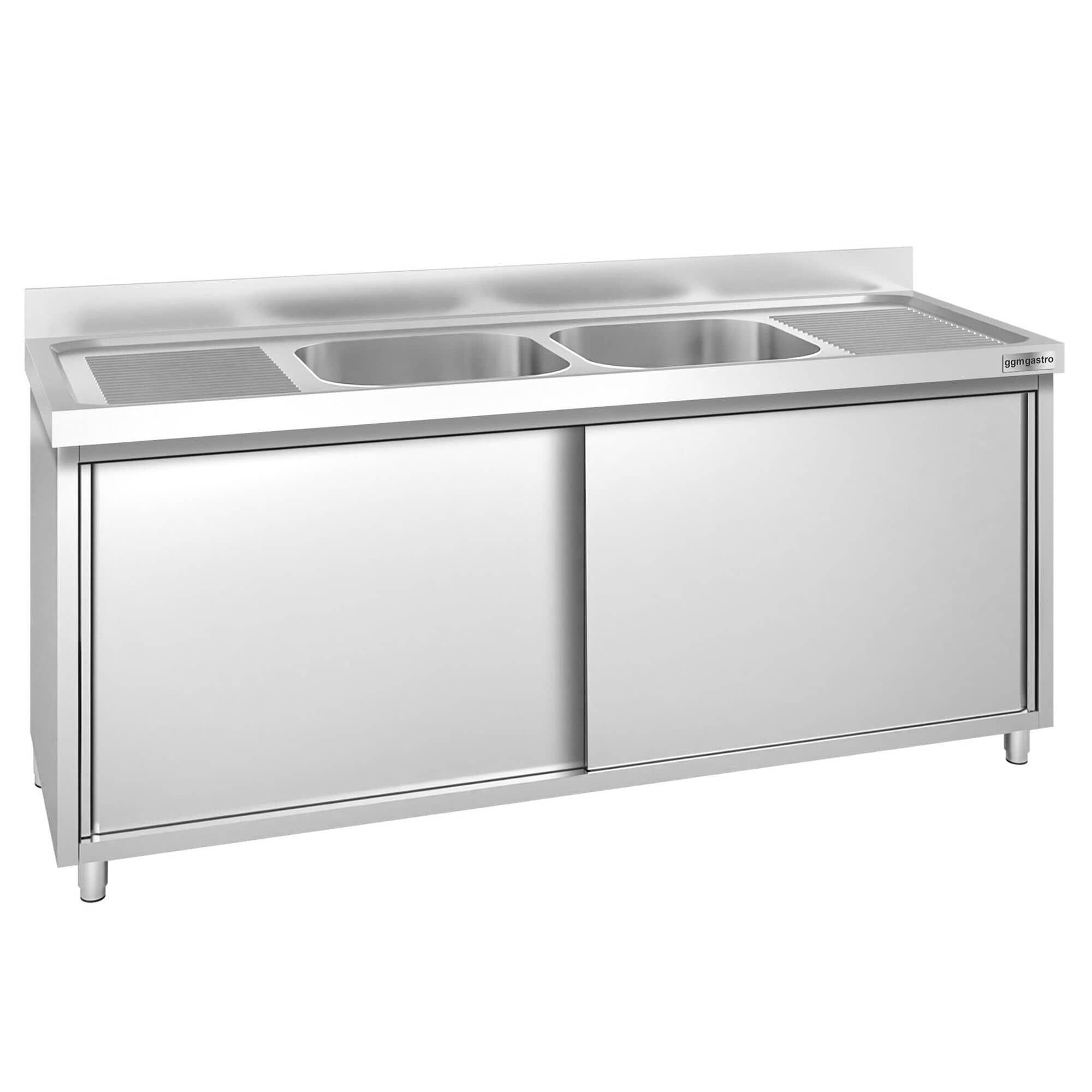 Chiuvetă tip dulap PREMIUM - din oțel inoxidabil - 1800x600 mm - cu 2 cuve centrale — 4