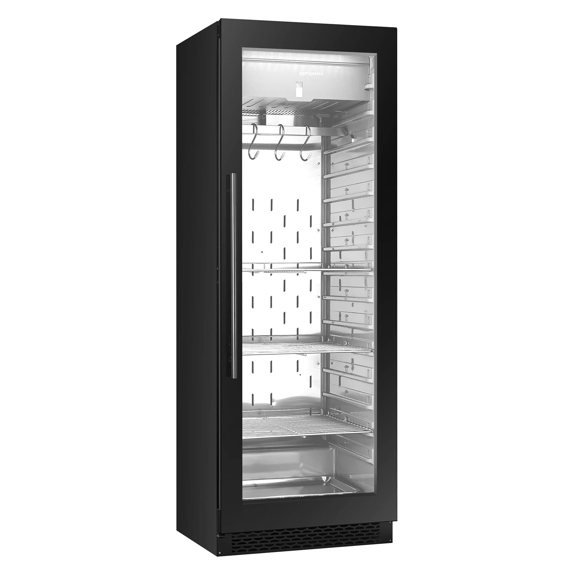 Dulap pentru maturarea cărnii prin uscare - 595 mm - 352 litri - 1 ușă din sticlă fără ramă - Negru — 4