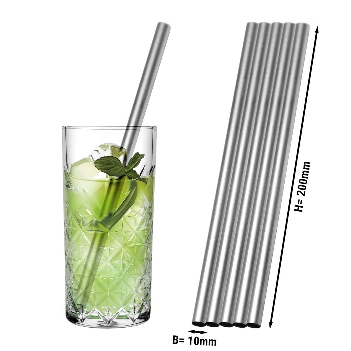 (50 buc) Paie de băut din oțel inoxidabil reutilizabile - drept - 200 mm - ø 10 mm — 3