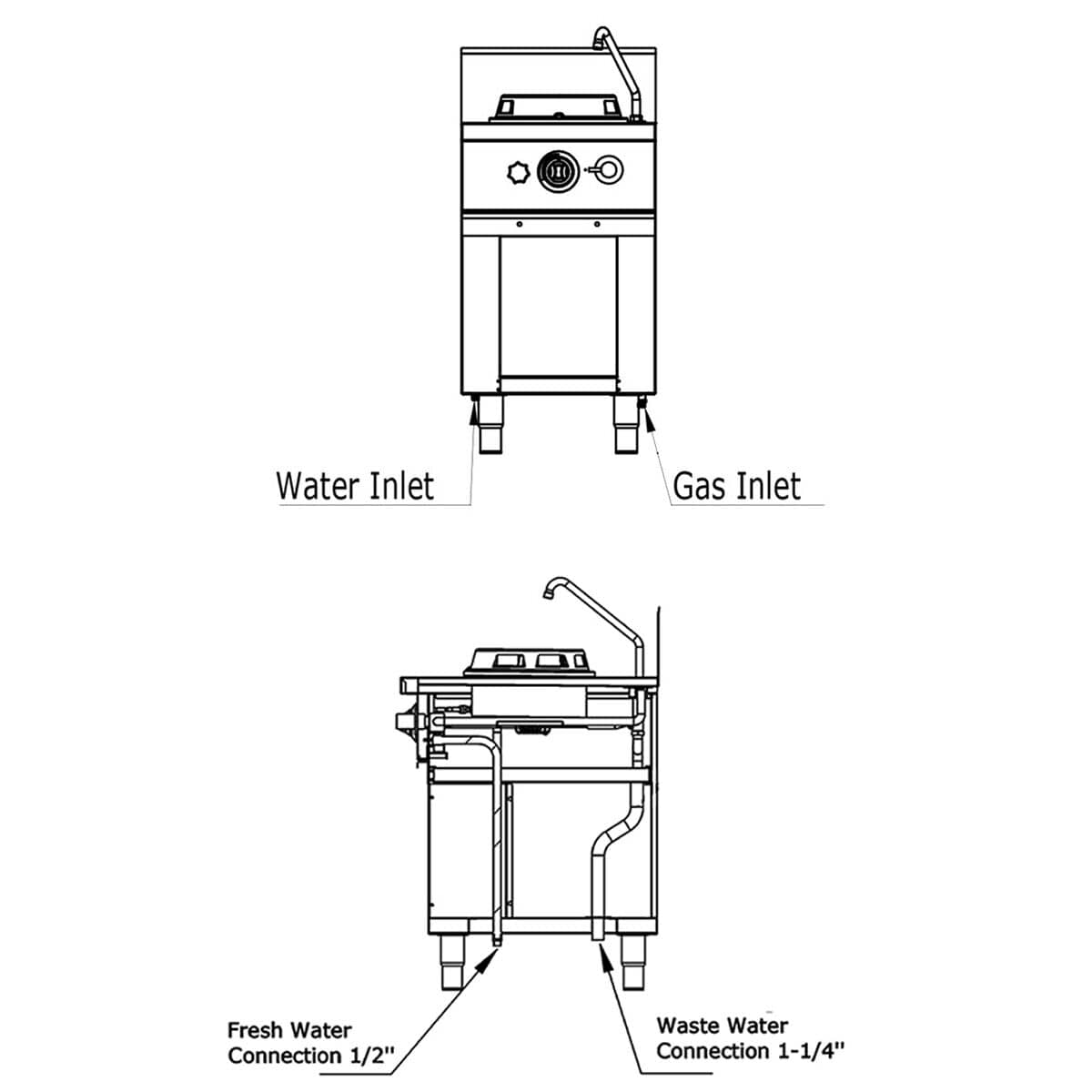 Aragaz cu wok pe gaz – 15 kW – 1 arzător – incl. 1 robinet — 10