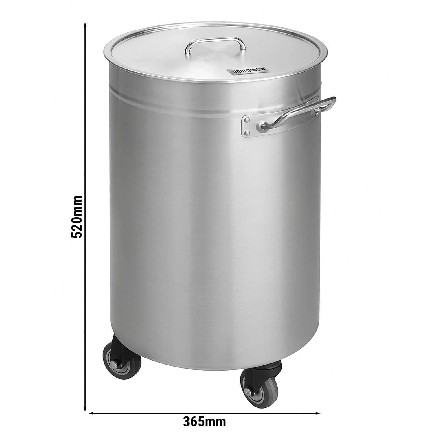 Coș de gunoi cu capac, roți și mânere – 50 l – oțel inoxidabil — 3