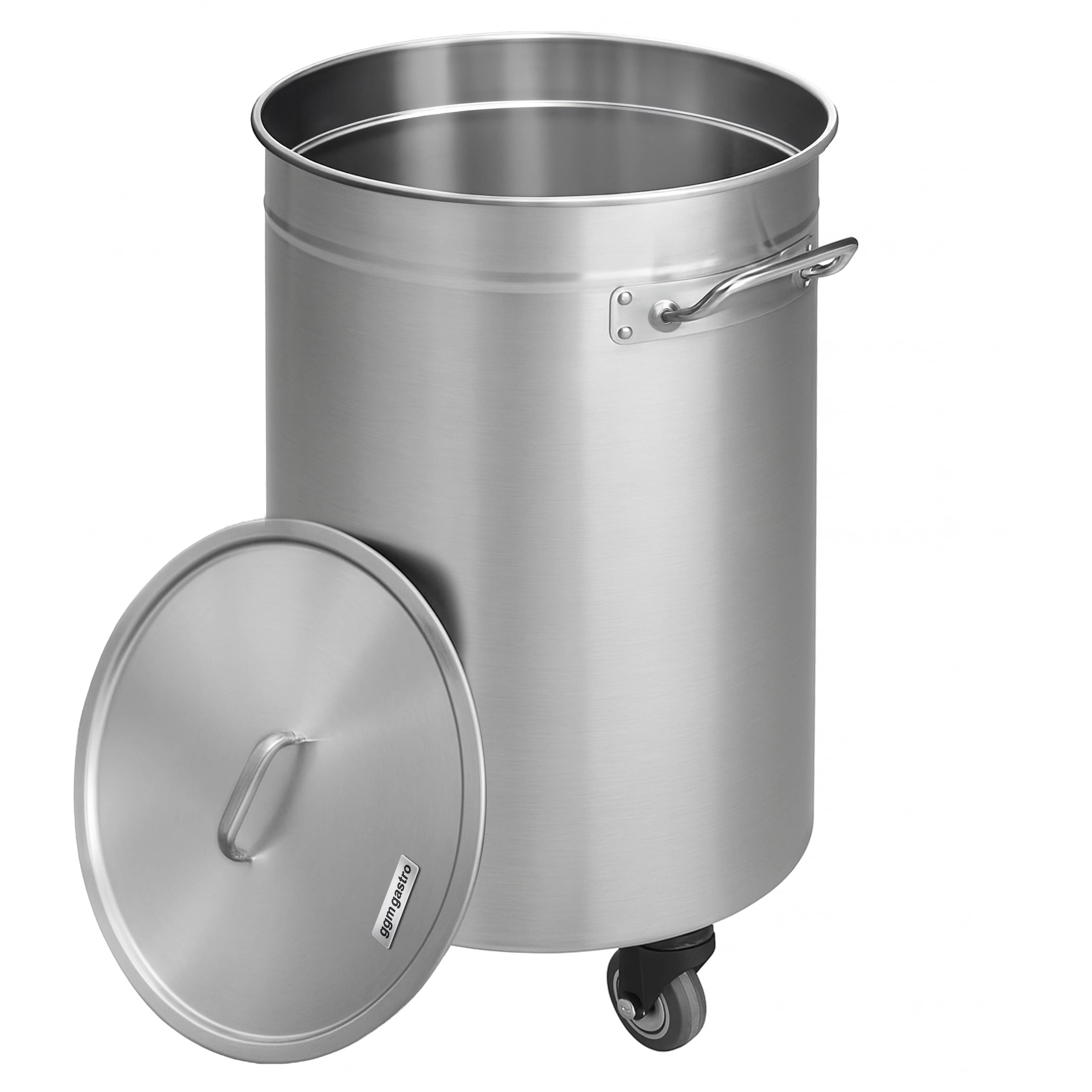Coș de gunoi cu capac, roți și mânere – 50 l – oțel inoxidabil — 4