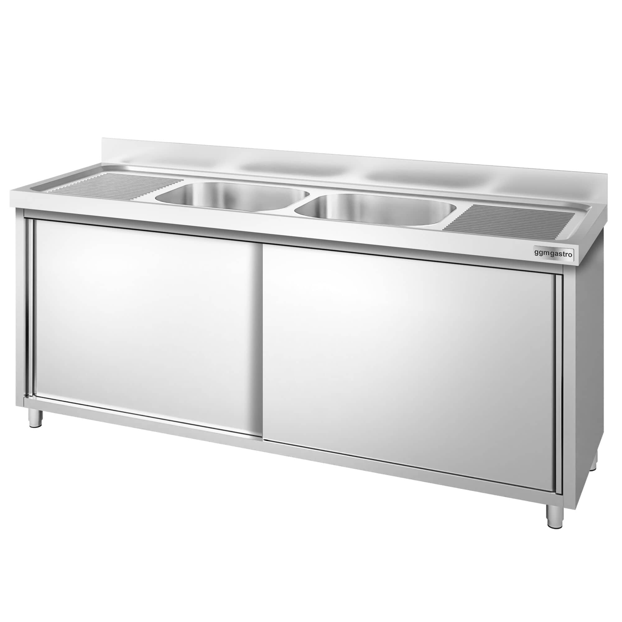 Chiuvetă tip dulap PREMIUM - din oțel inoxidabil - 1800x600 mm - cu 2 cuve centrale — 7