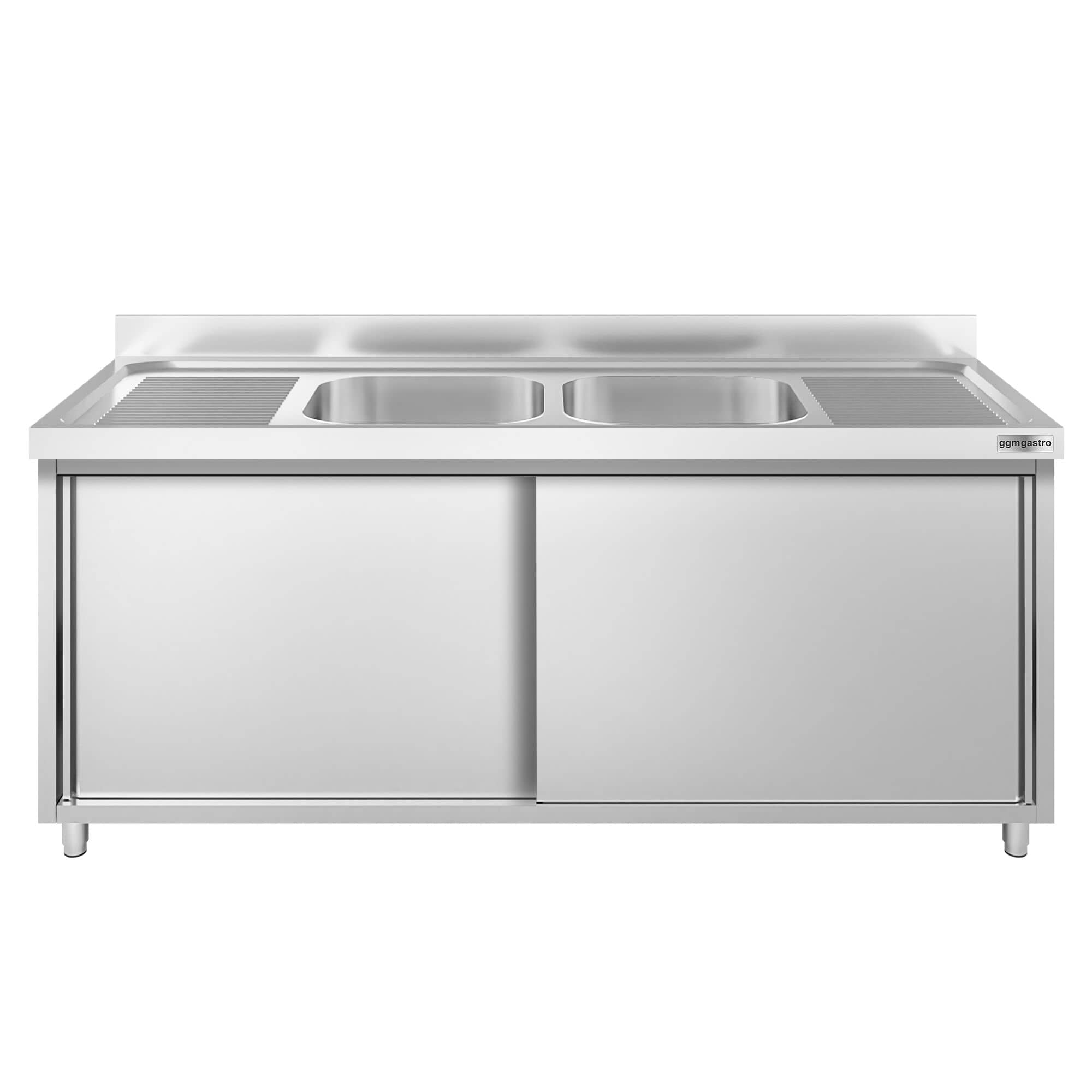 Chiuvetă tip dulap PREMIUM - din oțel inoxidabil - 1800x600 mm - cu 2 cuve centrale — 6