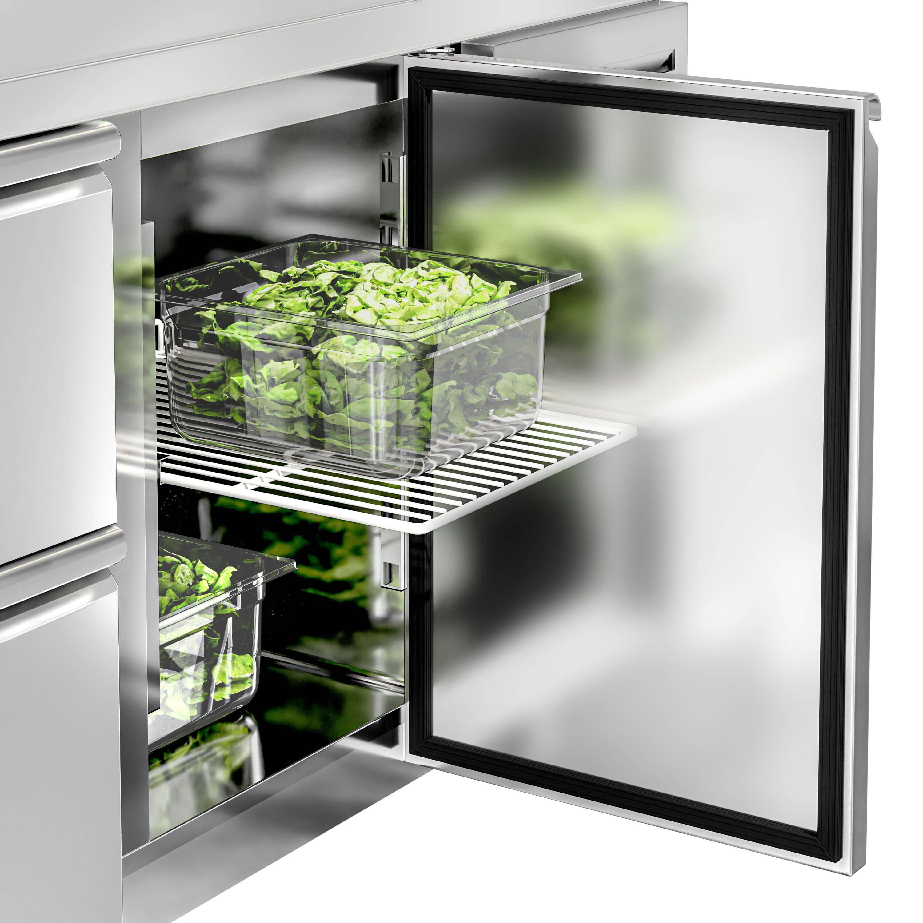 Masă frigorifică ECO – 1360 x 700 mm – cu 1 ușă – 2 sertare — 11