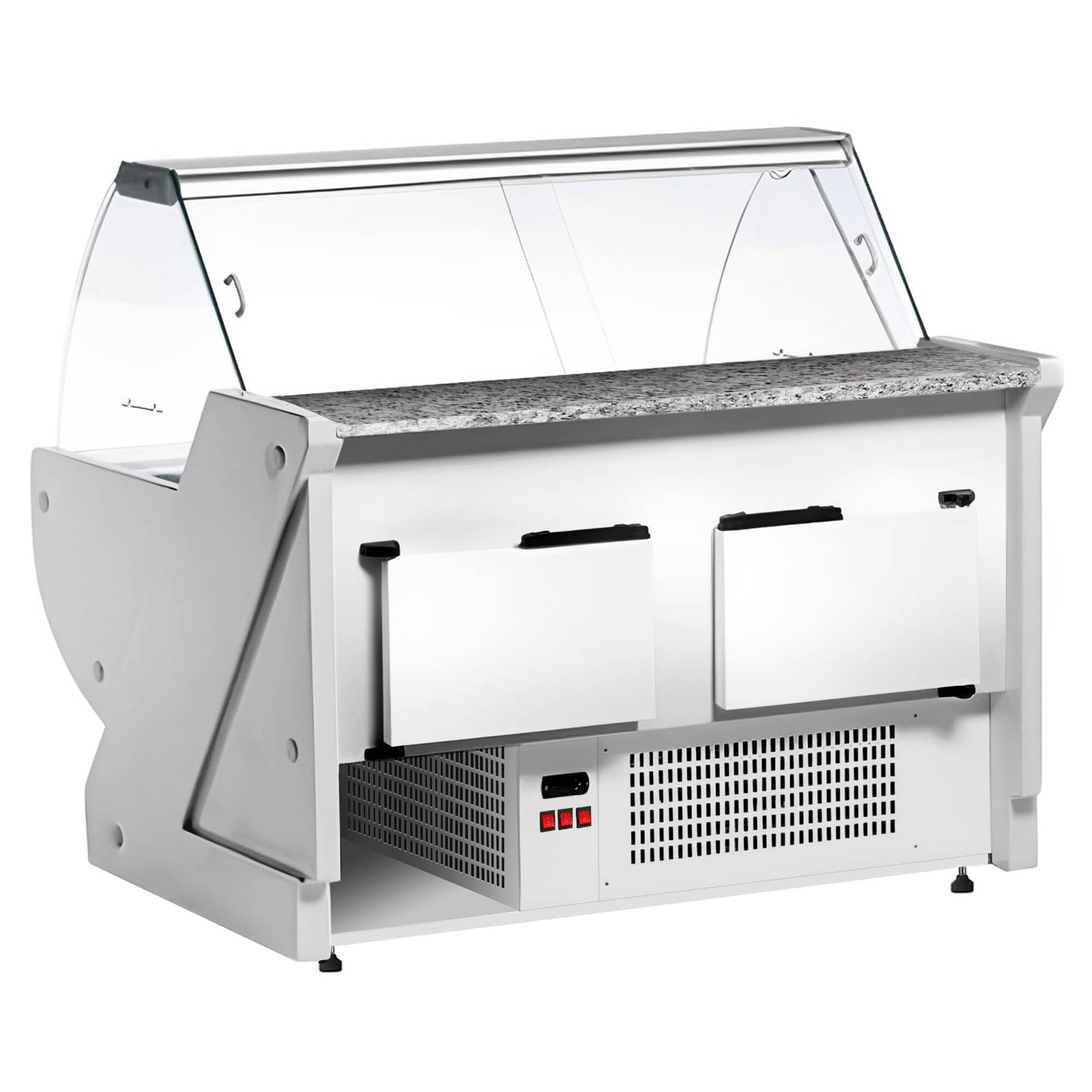 Vitrină frigorifică pentru carne / Vitrină frigorifică orizontală ECO - 2025x1150 mm - 400 L - culoare alb - geam frontal curbat - blat de granit — 9