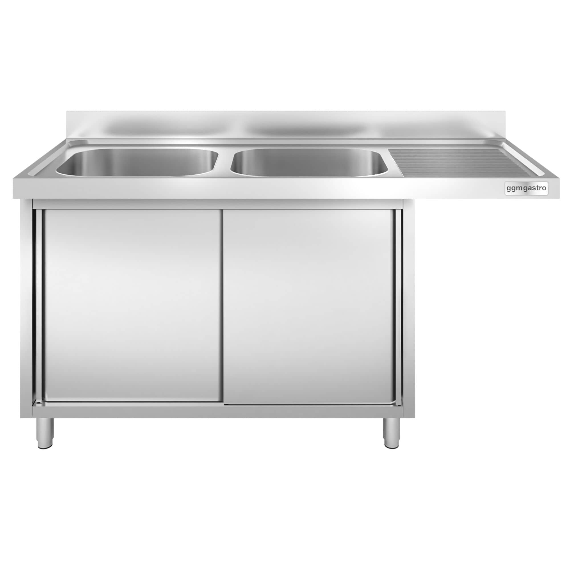 Chiuvetă tip dulap pentru mașină de spălat vase - 1800x700 mm - cu 2 cuve stânga — 5