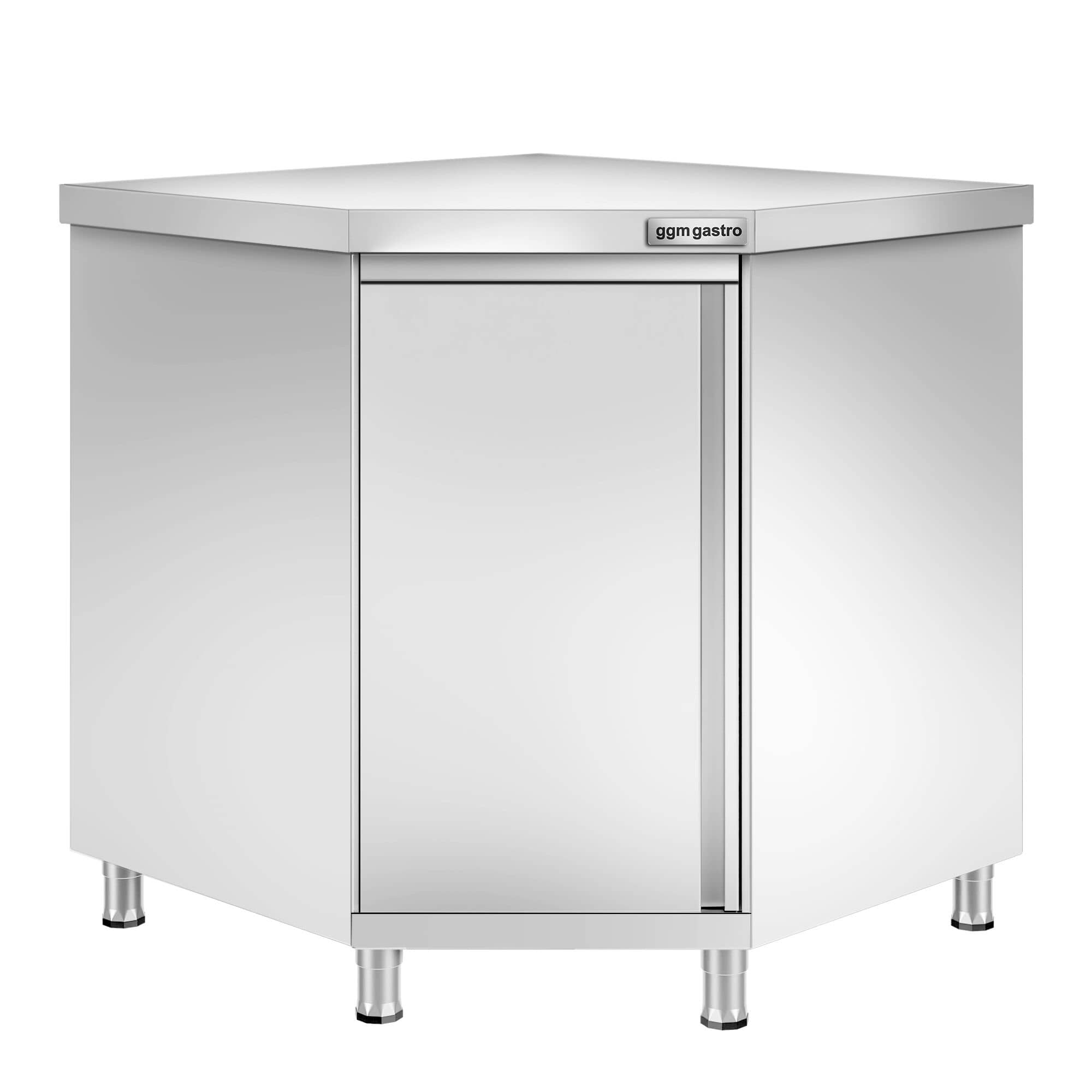 Dulap de colț din oțel inoxidabil PREMIUM cu ușă batantă, 1000 x 700 mm — 4