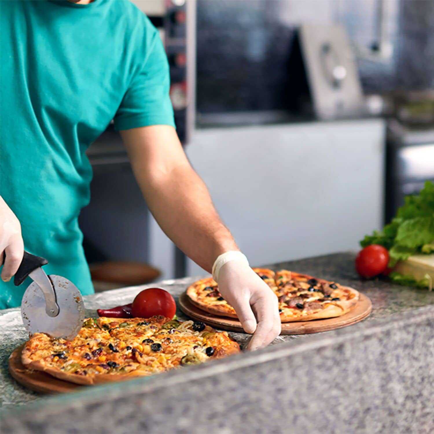 Masă frigorifică pentru preparare pizza PREMIUM PLUS - cu blat din granit - 1980x700 mm - cu 1 ușă & 6 sertare — 12