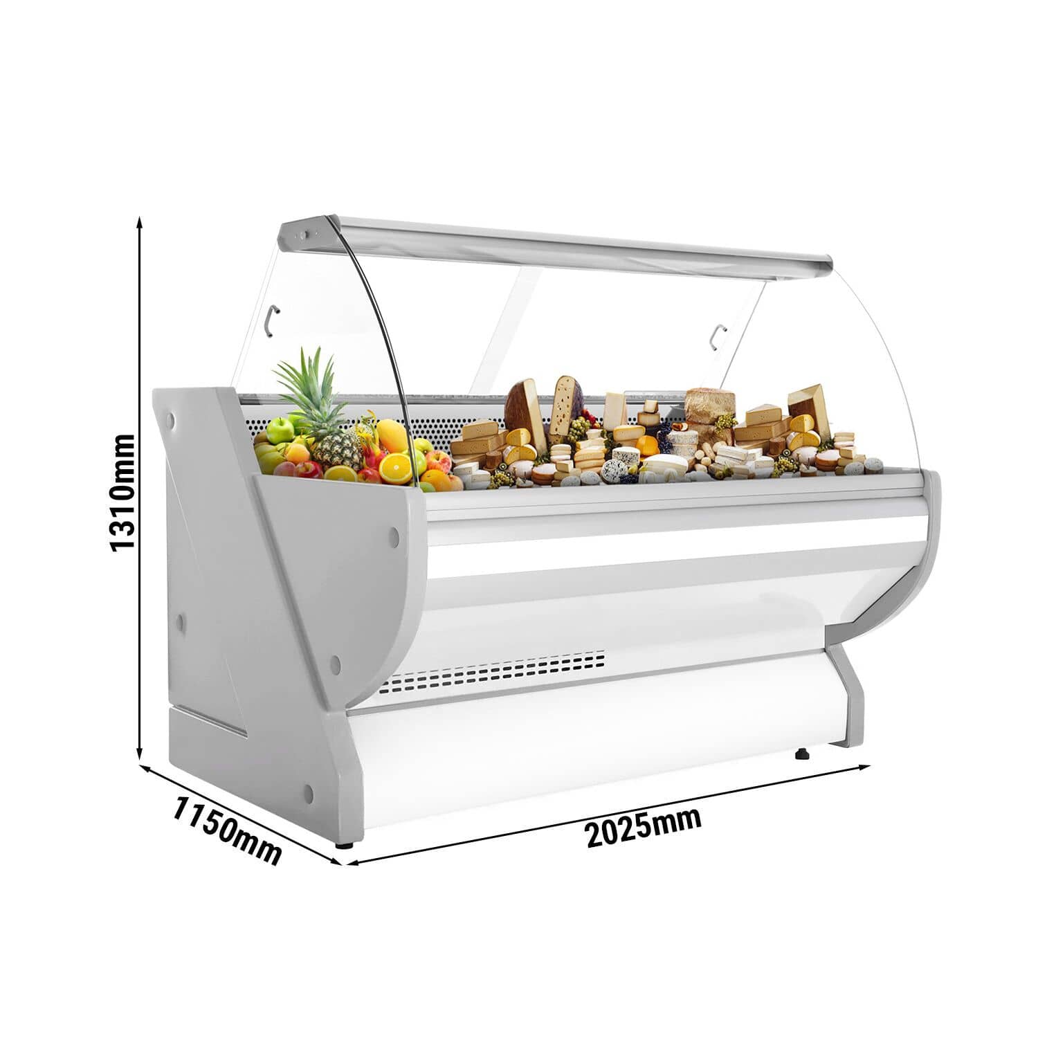 Vitrină frigorifică pentru carne / Vitrină frigorifică orizontală ECO - 2025x1150 mm - 400 L - culoare alb - geam frontal curbat - blat de granit — 3