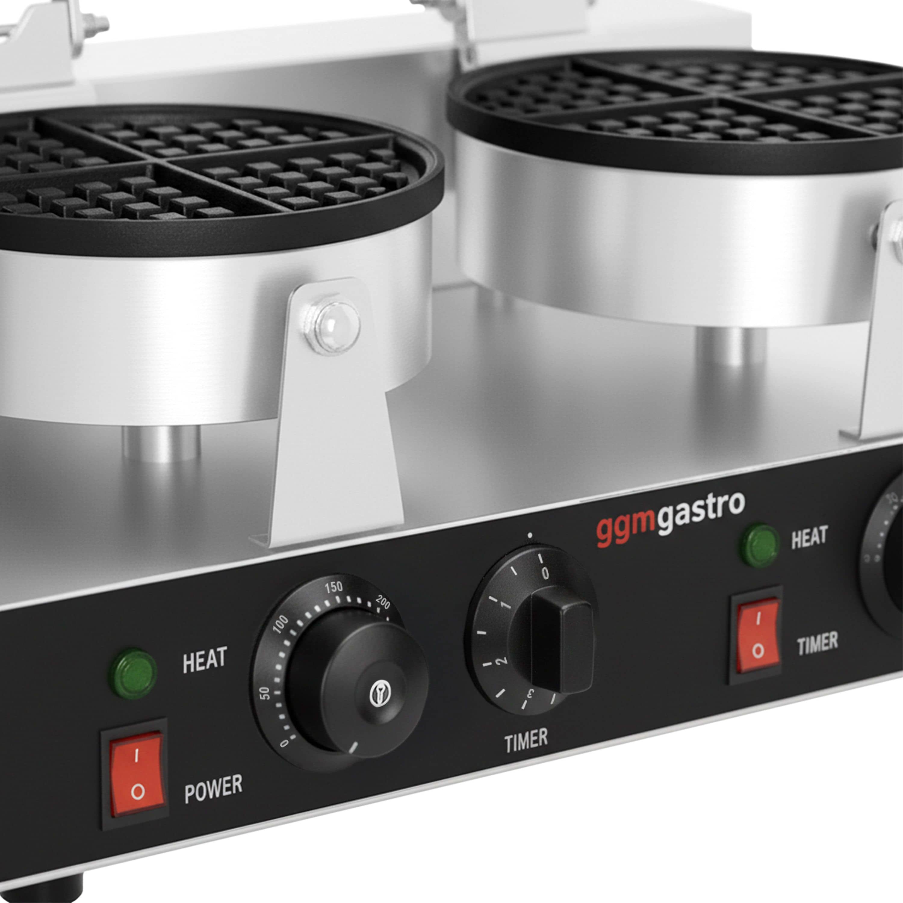Aparat Gofre / Vafe Profesional - Dublu - Manual - 2,6 kW - Formă: rotund - Ø 180 mm - Tavă aparat vafe teflonată — 7