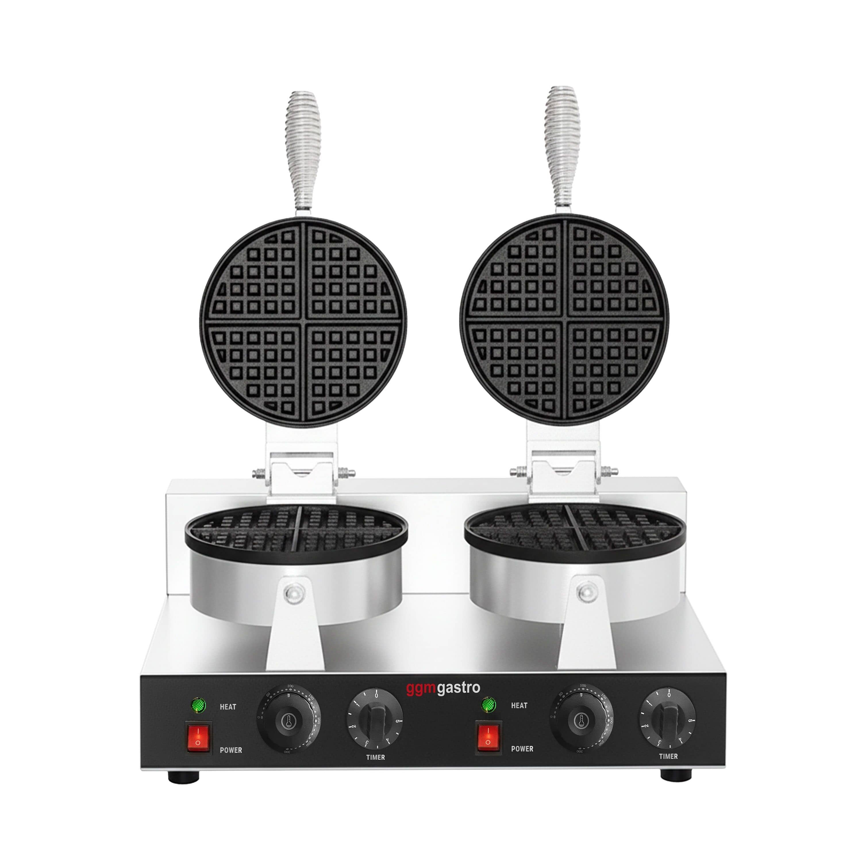 Aparat Gofre / Vafe Profesional - Dublu - Manual - 2,6 kW - Formă: rotund - Ø 180 mm - Tavă aparat vafe teflonată — 5
